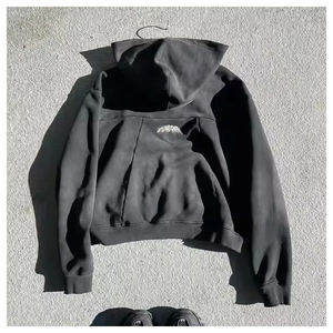 เสื้อฮู้ดดี้ผ้าฟลีซเนื้อนุ่มหนา 500 GSM สไตล์เดนิม ฉีกขาดได้  ป้ายแท็กสั่งทำได้  สตรีทแวร์  แบบแพ็ค  ผู้ผลิต  ผ้าฝ้าย 100%  สำหรับฤดูใบไม้ร่วง - Product Image 4