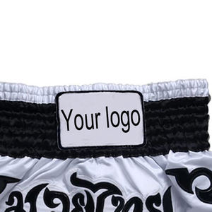 Pantalones cortos de boxeo Muay Thai modernos de poliéster de la mejor calidad, función elástica negra para hombres, mujeres, tallas para jóvenes y adultos - Product Image 6