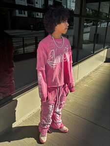 Traje de chándal apilado personalizado, jersey en blanco, Sudadera con capucha de ajuste cuadrado de gran tamaño, pantalones de chándal acampanados holgados y Conjunto de sudadera con capucha, chándales para hombre - Product Image 2