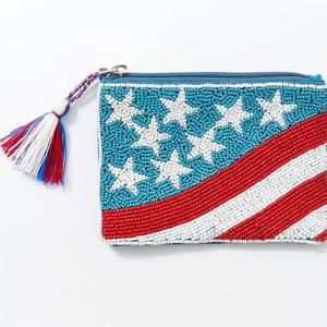 Haute qualité Cowboy pochette perlée multicolore Western Mini porte-monnaie fabriqué à la main fermeture à glissière toile accessoire de mode - Product Image 1