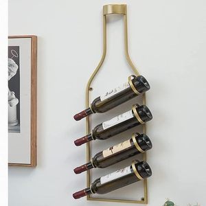 Porte-bouteille mural en fer permettant d'économiser de l'espace sur le comptoir tout en présentant votre collection de vins de manière élégante et accessible - Product Image 2