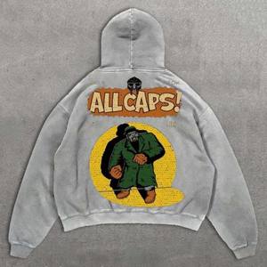 Algodón Color sólido Sudadera con capucha Hombres American Street Personalidad Diseño Impresión hombre hoodi Y2k Nueva chaqueta suelta para parejas - Product Image 3