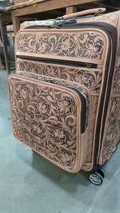 Nouvelle Collection 2026 : Valise Unisexe Grande Capacité en Cuir Véritable, Motifs Floraux Western Gravés, Ouverture Frontale, Roues Pivotantes Durables - Product Image 6
