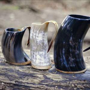 Vente chaude taille personnalisée Logo sculpté corne de buffle chope meilleure qualité sculpté à la main décoration animale poli artisanat naturel - Product Image 2