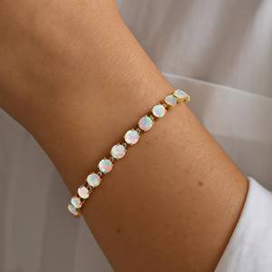 สร้อยข้อมือเทนนิสพลอยโอปอลสีขาวธรรมชาติโอปอล925เอธิโอเปียเงินสเตอร์ลิง14K ชุบทองเครื่องประดับของขวัญสำหรับผู้หญิง - Product Image 5