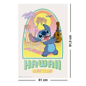 Póster Moderno de Stitch del Club de Surf de Disney Hawaii, Arte de Pared de Madera para Oficina, Celebración de Cumpleaños - Product Image 5