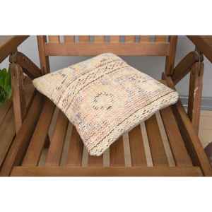 Rustic Design 12x12 Inches Beige Wool Kantha Patchwork <b>Pillow</b> Woven Vintage Embroidered Floral Print for Car Floor Christmas - Product Image 4