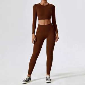 Breathable Seamless Womens Yoga Set with Sports Bra and <b>Leggings</b> Custom Logo OEM Design for Fitness and Gym Wear - Product Image 2