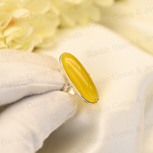 Christmas Selling Solid 925 Sterling Silver Yellow Chalcedony <b>Quartz</b> 10x30mm Oval Bezel Setting <b>Ring</b> for Women Handmade Jewelry - Product Image 4