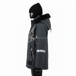 Chaqueta Softshell para mujer, térmica, a prueba de viento, impermeable, tela elástica, diseño de Panel, logotipo personalizado bordado, chaqueta Softshell para mujer - Product Image 3