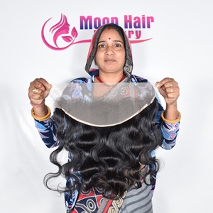 Cheveux humains indiens de qualité supérieure, 100% export, style frontal Bodywave, soyeux, lisse, doux, brillant, naturel, disponible à la vente - Product Image 6