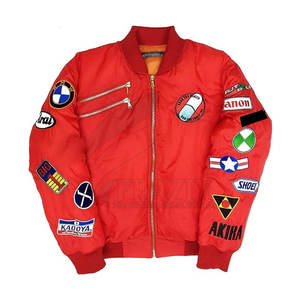 Blouson aviateur en satin pour hommes avec patchs élégants brodés Blouson aviateur en satin tendance avec écussons personnalisés - Product Image 1