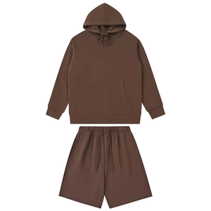 Conjunto de 2 Piezas de Algodón Grueso de Primera Calidad para Hombre, Sudadera y Pantalones Cortos Deportivos Unisex, Conjunto de Sudadera con Capucha y Pantalones Cortos Personalizados para Hombre - Product Image 1