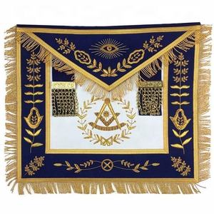 Masonic <b>Apron</b> Past Master Masonic Regalia <b>Apron</b> Elegant Silver Embroidery Square Pattern on Royal Blue Fabric <b>White</b> Lodge <b>APRON</b> - Product Image 1