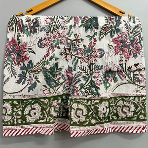 Summer Indian Cotton <b>Cami</b> Tops Set Women's Floral Sleepwear with Tank Top <b>Green</b> Baby Doll Available in Different Colors - Product Image 1