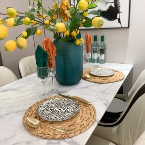 100% napperons tissés en jacinthe naturelle napperons ronds en jacinthe d'eau chargeurs en osier chargeurs tissés - Product Image 2
