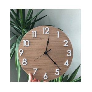 Horloge murale en bois artisanale rustique design en bois massif naturel accent de décor intemporel pour salon chambre bureau mur - Product Image 6