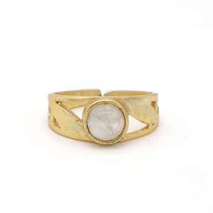 Moonstone Brass Cutout <b>Adjustable</b> <b>Ring</b> 18k Gold Plated Vintage Tribal Wholesale <b>Ring</b> for women - Product Image 1