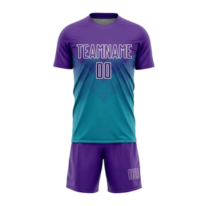 Conjunto de Camiseta de Fútbol Internacional Ronpex Personalizada, 100% Poliéster, con Estampado Sublimado en Degradado Verde Azulado, Absorbente de Humedad, Unisex para Adultos - Product Image 2