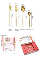 Ensemble de couverts en acier inoxydable plaqué or miroir de 24 pièces pour Noël portugais, cuillères, fourchettes, boîtes cadeaux pour décorations de fêtes