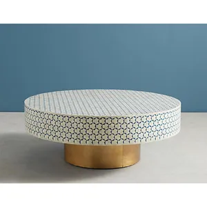 Mesa de centro moderna com móveis de estilo floral embelezados em ossos a preço muito barato na Índia