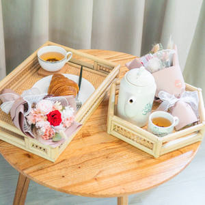 Plateau en rotin naturel rectangulaire élégant plateau décoratif en rotin plateau de thé en gros fait à la main du Vietnam - Product Image 5