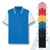 Chemises polo pour hommes, design bicolore, séchage rapide, manches courtes, 95% coton, 5% élasthanne, t-shirts pour hommes, logo personnalisé, respirant