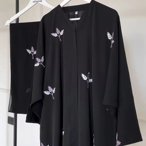 Elegante, modesto, bordado a mano, bordado de hojas para mujer, Abayas Premium, vestidos formales tradicionales de Dubái, tela transpirable - Product Image 1