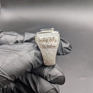 Iced Out Custom <b>Initial</b> Letter VVS Moissanite Round Cut Diamond Sparkling 925 Sterling Silver Luxury Hip Hop Statement <b>Ring</b> - Product Image 2