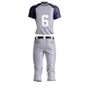 Ensemble de vêtements de baseball et de softball pour hommes sublimé sur mesure Chemise et pantalon boutonnés à col rond - Product Image 2