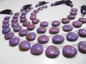 Cobre púrpura turquesa 14-15mm cuentas en forma de corazón hebra larga de 8 pulgadas con 14 joyas de piedra de cristal liso - Product Image 2