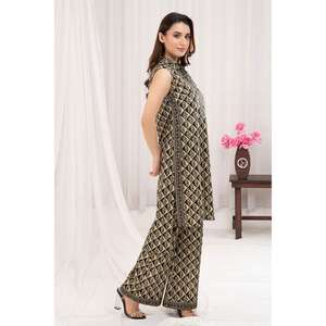 ชุดสูทผ้าลอนสีดำและสีขาวแบบ 2 ชิ้นสำหรับผู้หญิง (ยังไม่ได้เย็บติดกัน) - Product Image 5