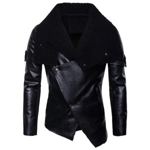 Abrigo de cuero personalizado para hombre, chaqueta punk rock irregular, estilo Otoño, nuevo - Product Image 1