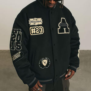 Veste universitaire pour homme de haute qualité avec logo personnalisé, en molleton d'hiver, en cuir, bomber, broderie, streetwear, veste universitaire, printemps - Product Image 2