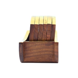 Luxury World Craft Impex Bulk Soporte de bambú cuadrado personalizado 4/5 Piedra personalizada Naturaleza Madera Smooth Cup Mats Posavasos Set World - Product Image 5