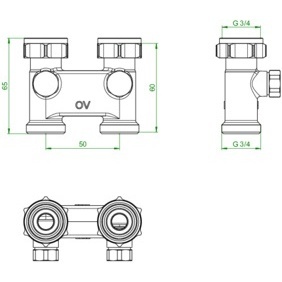 Válvula de cierre de paso de 50 mm con pieza de desviación, 3/4 pulg. hembra x 3/4 pulg. macho - Product Image 3