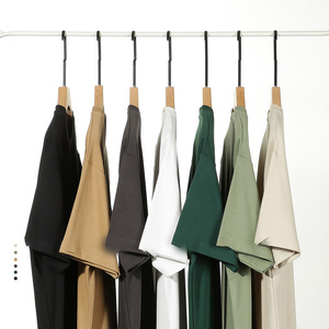 OEM personalizado Logo diseño moda 180g algodón sólido marca suelta nuevo cuello hombres Camiseta de punto manga corta - Product Image 1