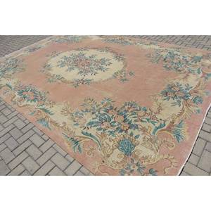 Alfombra turca Vintage clásica naranja Beige 9,4X13,9 pies diseño de retazos tejido plano lana nueva para entrada o pasillo - Product Image 2