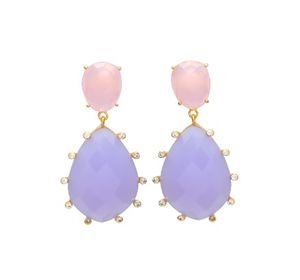 Boucles d'oreilles en argent Sterling 925 avec pierre précieuse de lavande et calcédoine Rose et forme ovale, nouvel arrivage - Product Image 1