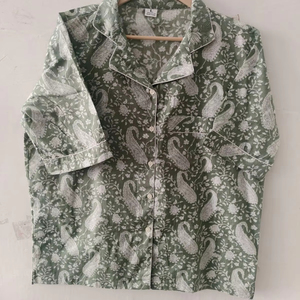 New Arrival Women's Elegant Woven Printed Cotton <b>Pyjama</b> Night Set 100% Cotton <b>Summer</b> Spring Luxury Quick Dry Breathable Pj Set - Product Image 1