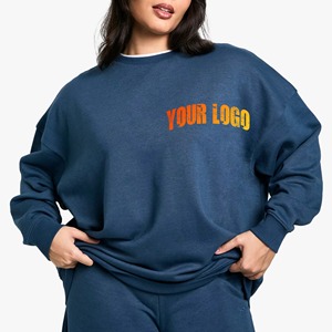 Wholesale Women Long Autumn Oversized Sweatshirt Soft Fleece Cotton Winter Casual Fashion <b>Top</b> with Front Logo - Product Image 3