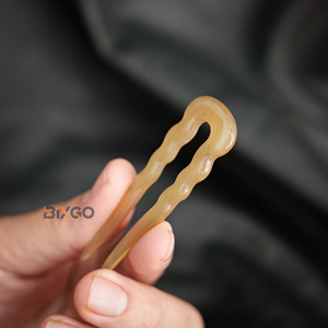 Luxury Handmade Natural Buffalo Horn Wavy U-Shaped Hairpin Perfect Gift for Bun & Long Hair Women Hair Forks - Product Image 3