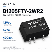 Convertisseur DC-DC isolé JETEKPS B1205FTY-2WR2 2W, 12V vers 5V 400mA, module d'alimentation SMD non régulé, RoHS