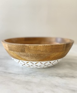 Venta caliente al por mayor de alta calidad tazón de ensalada grande tazón de mezcla altamente duradero hogar masa de madera tejida madera - Product Image 6