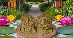 Diseño moderno Ganesh y Laxmi estatua de latón hecha a mano escultura religiosa india para boda y Diwali - Product Image 6