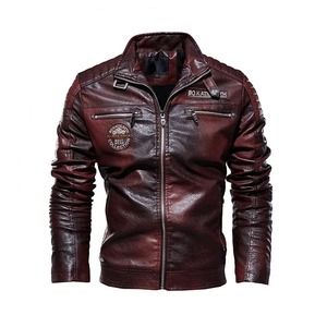 Automne hiver décontracté motard veste en cuir de haute qualité en cuir PU mince moto chaud pardessus toile tissu Design à la mode - Product Image 1