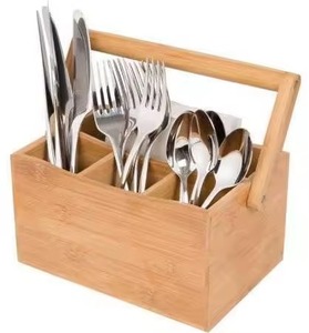 Rangement pour couverts en bois avec compartiments multi-usages pour comptoirs de cuisine, bureaux et tables de chevet de chambre à coucher - Product Image 1