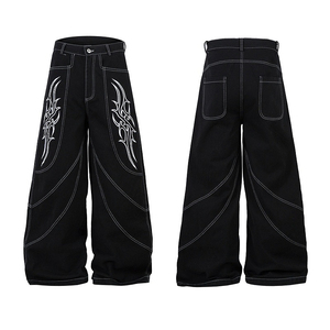 OEM Custom <b>Men's</b> Black Vintage Washed Slim Fit Coated Denim <b>Jeans</b> Mid Waist Loose High Street Fashion - Product Image 6