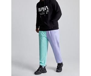 Multicolor Plus Sizes Joggers <b>Trousers</b> Men Two Toned Embroidered <b>Patched</b> Drawstring Waist Sweatpants - Product Image 4