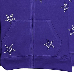 Sudaderas con capucha de diamantes de imitación para hombre de mejor estilo de alta calidad y precio barato patrón sólido con cremallera bajo MOQ - Product Image 3